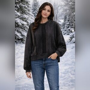 Very j NWT Charcoal  Sweatshirt French Terry Textured Fabric  Size L